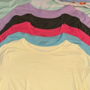 Time and Tru Assorted T-Shirt Set - Blue, Pink, Yellow, Green and Purple